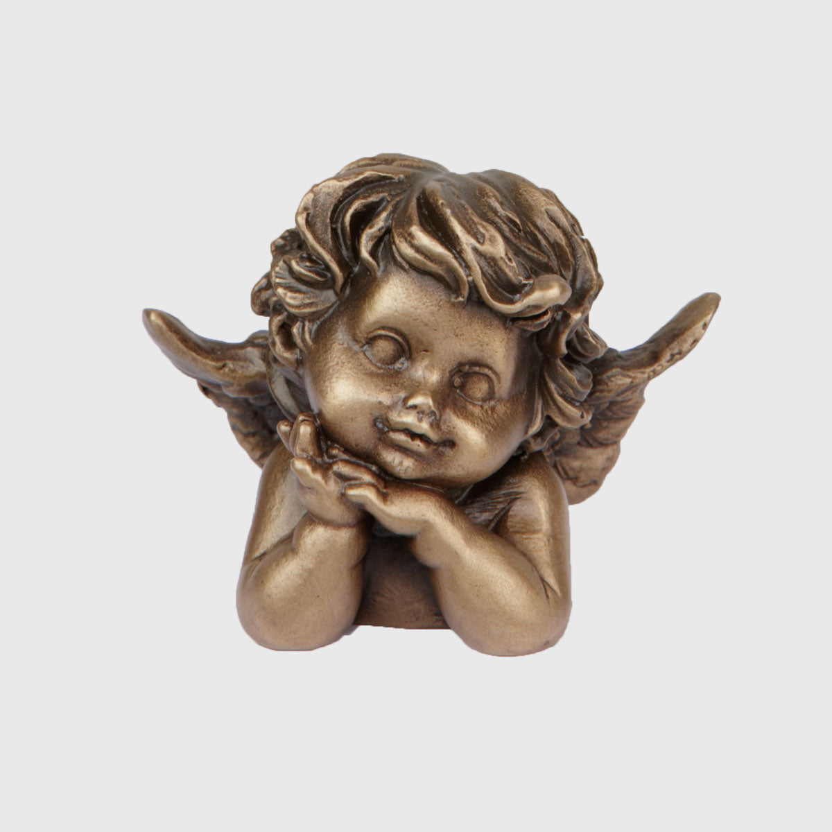 Bronze Engel träumend mit Flügeln als Grabschmuck.