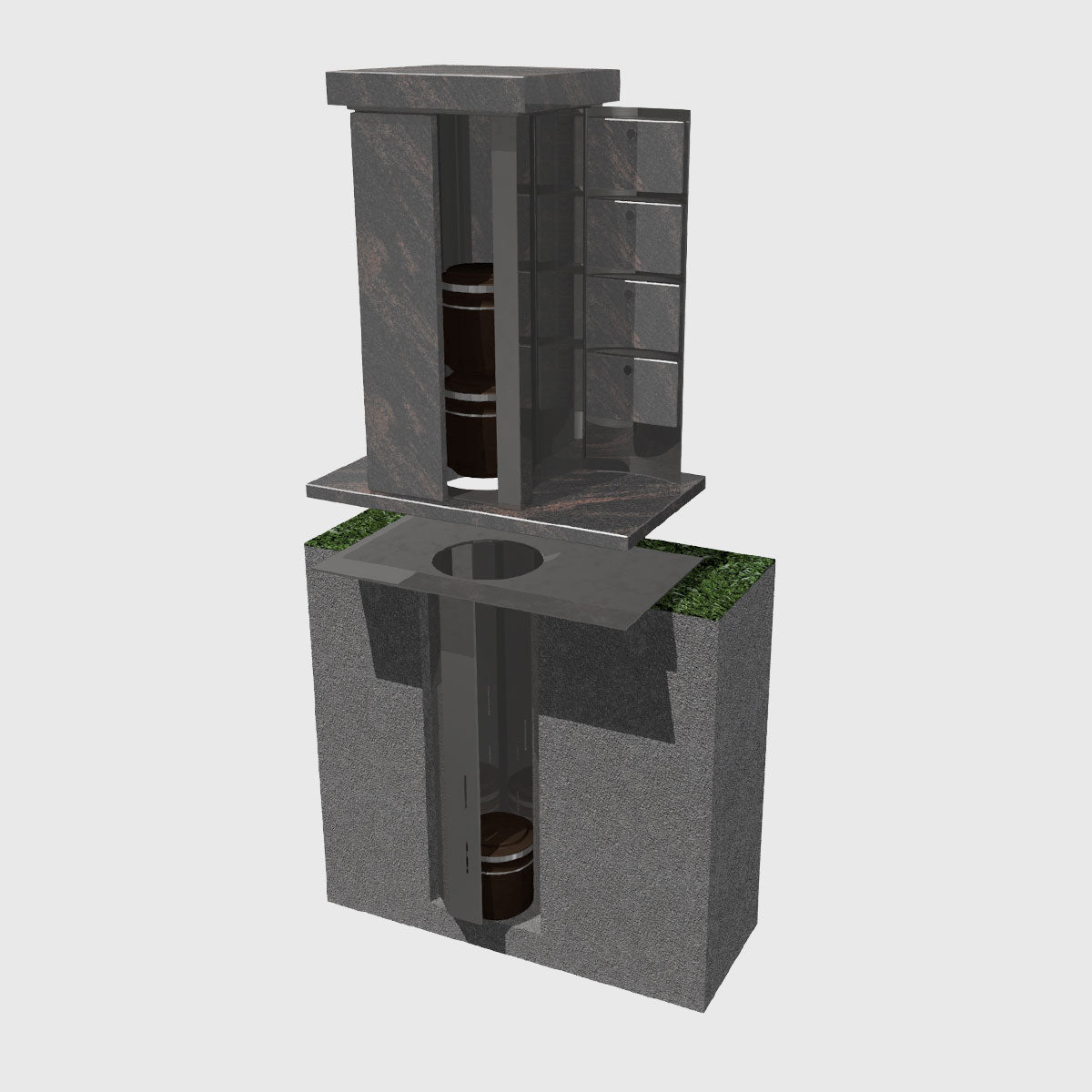 Aufbau Urnensäule mit Versenkrohr