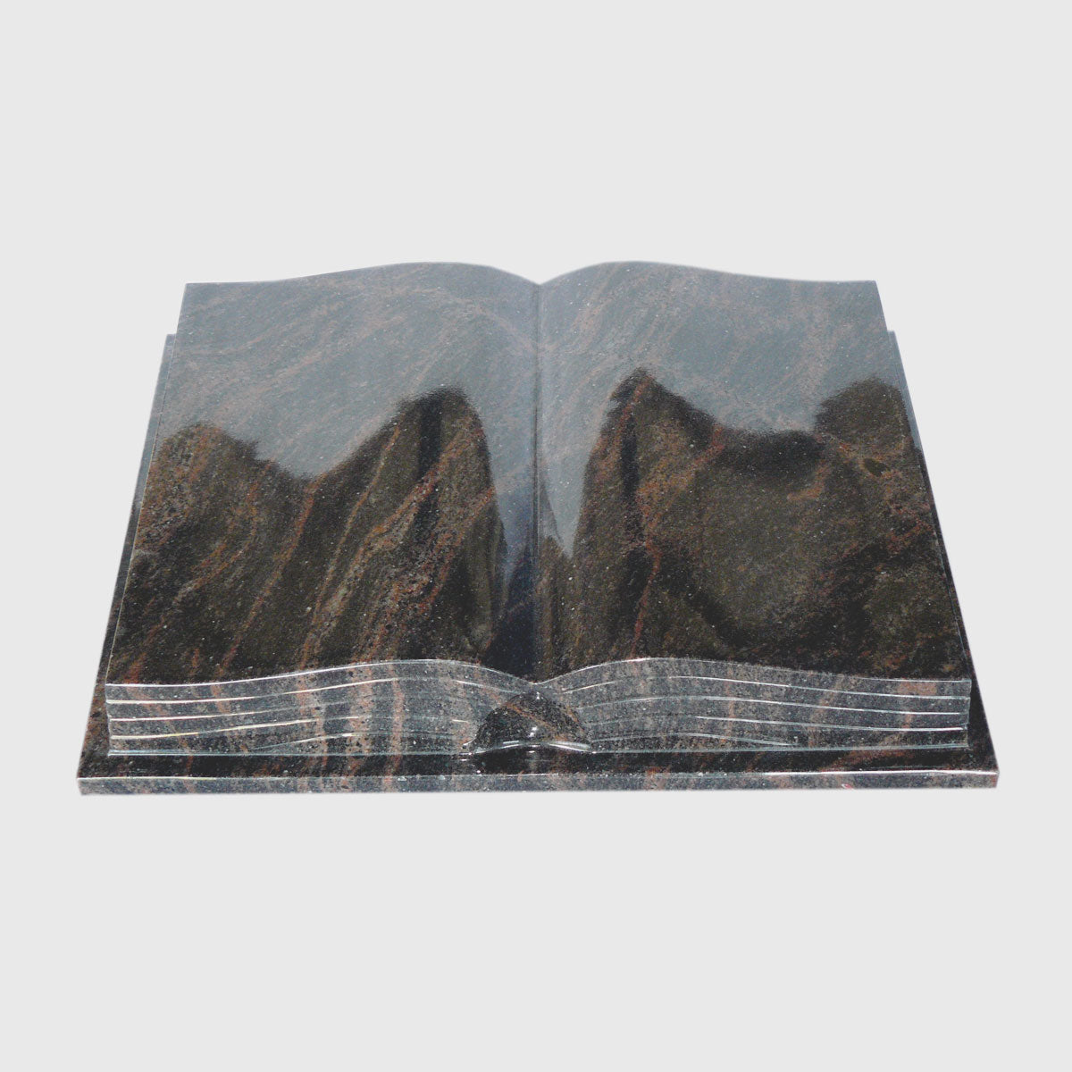 Granitbuch Arube Aurora Granit in Buchform mit Stütze für Grab oder Deckplatte