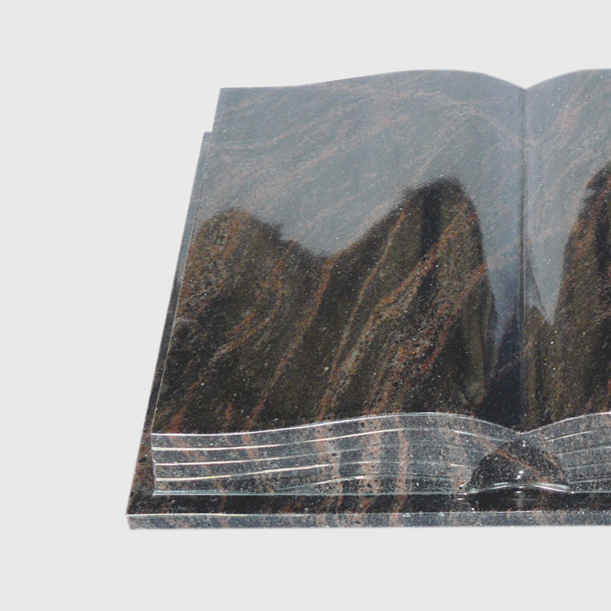 Granitbuch Arube Aurora Granit in Buchform mit Stütze für Grab oder Deckplatte