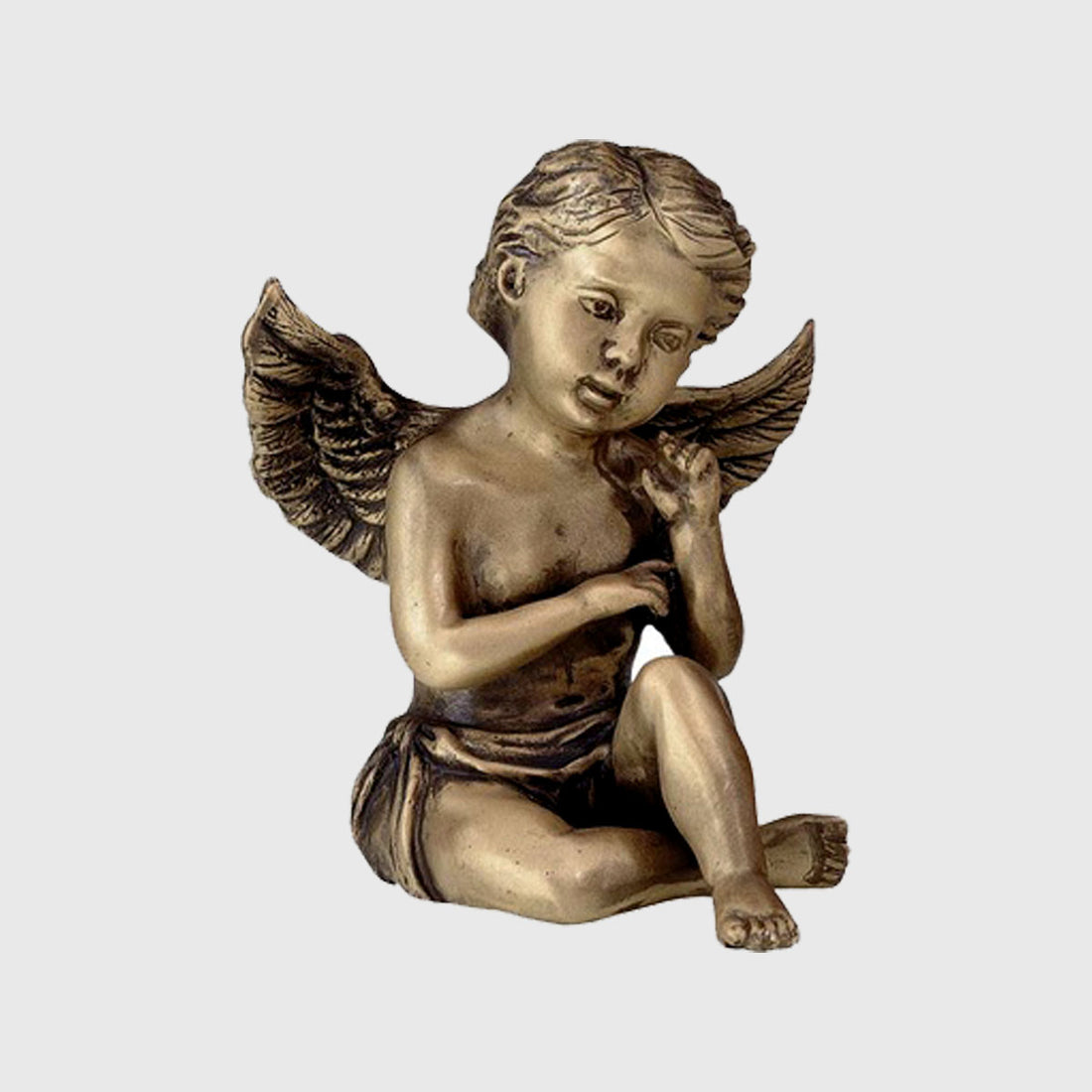 Engel aus Aluminium oder Bronze Sitzend