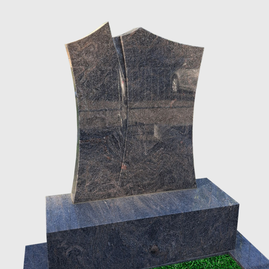 Himalaya Granit Grabanlage kaufen – stilvolles Einzelgrab mit polierter Umrandung und modernem Grabstein
