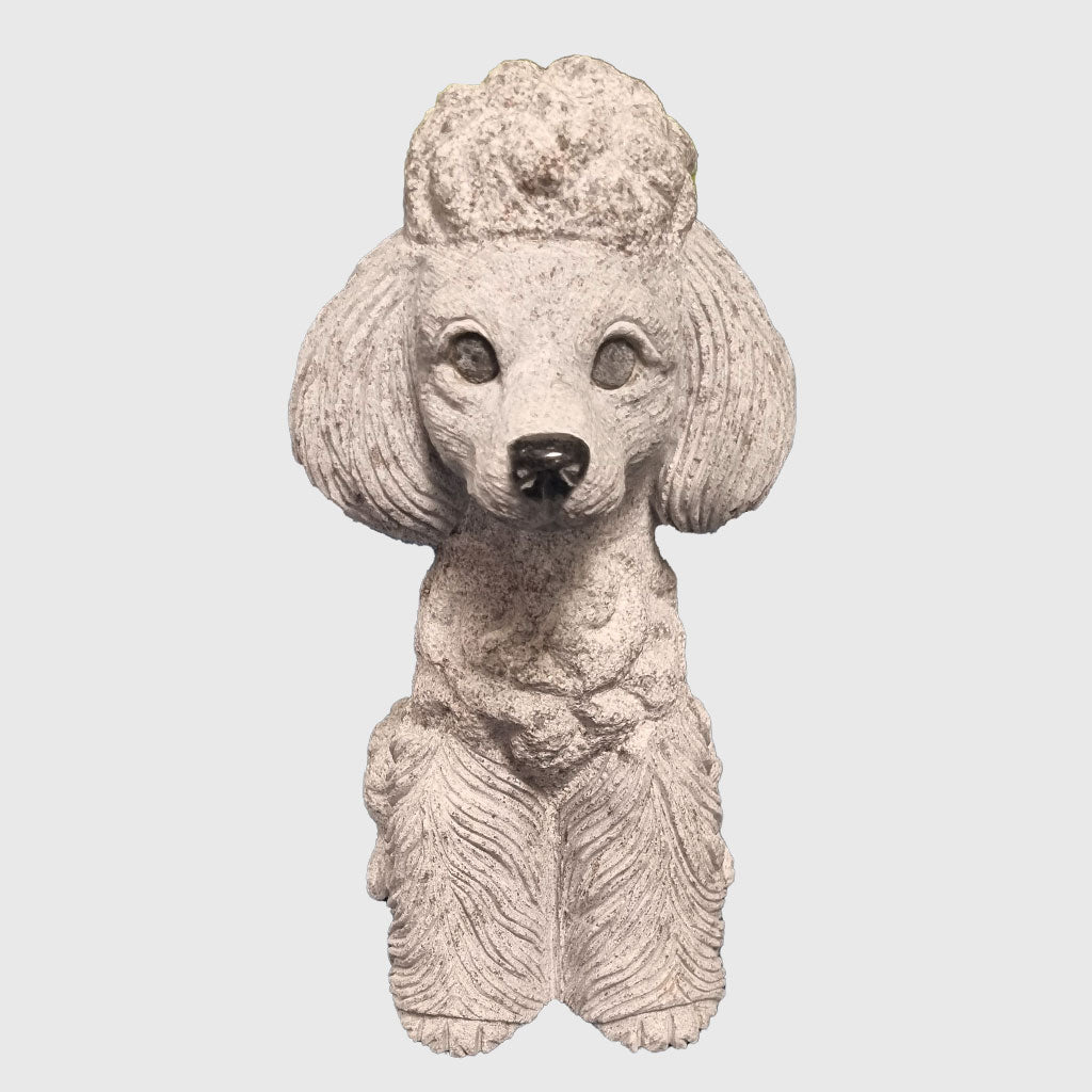 Sitzender Hund aus Orion Blue Granit kaufen – detailreiche Tierfigur aus Naturstein