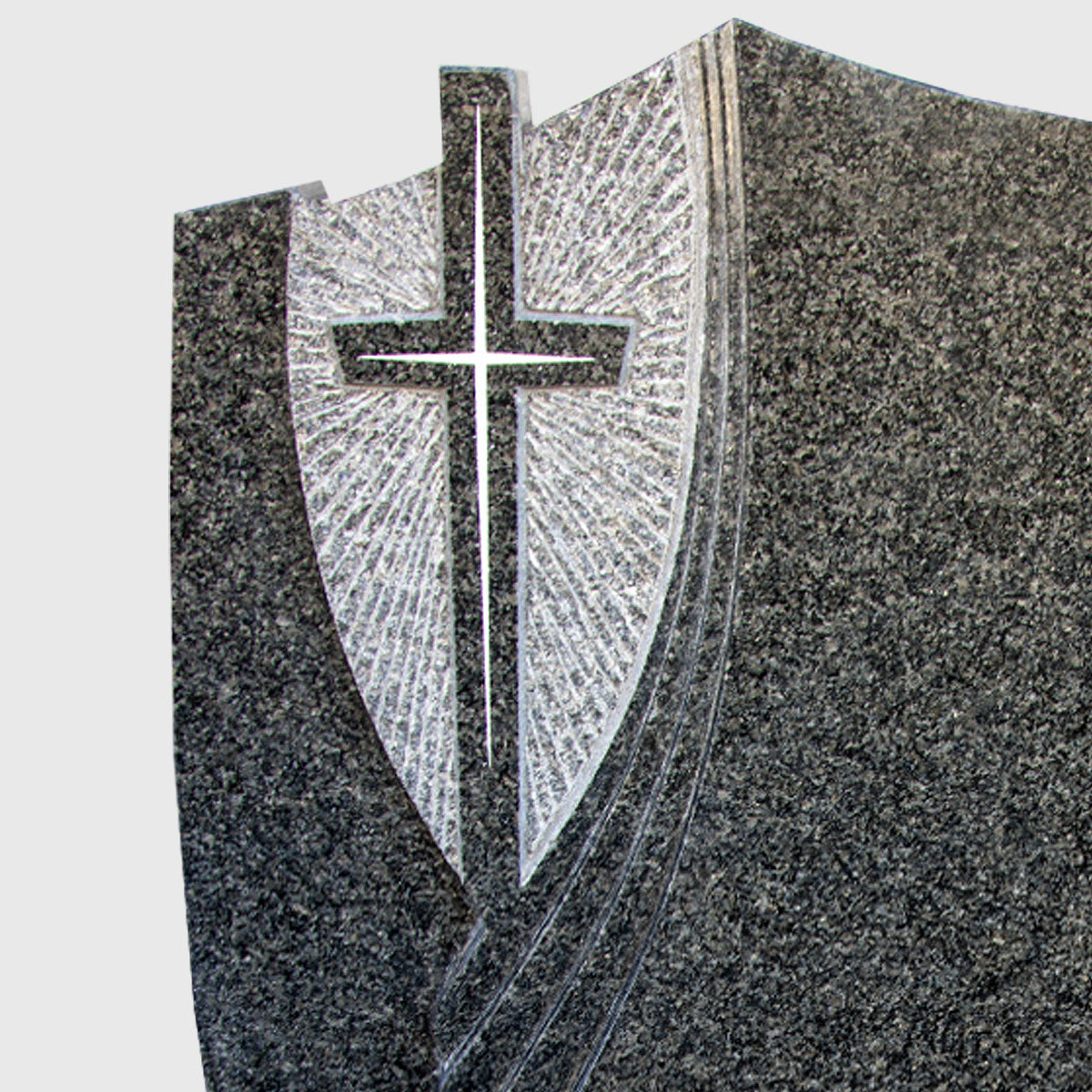 Grabstein aus Impala Granit mit Kreuz Ornament
