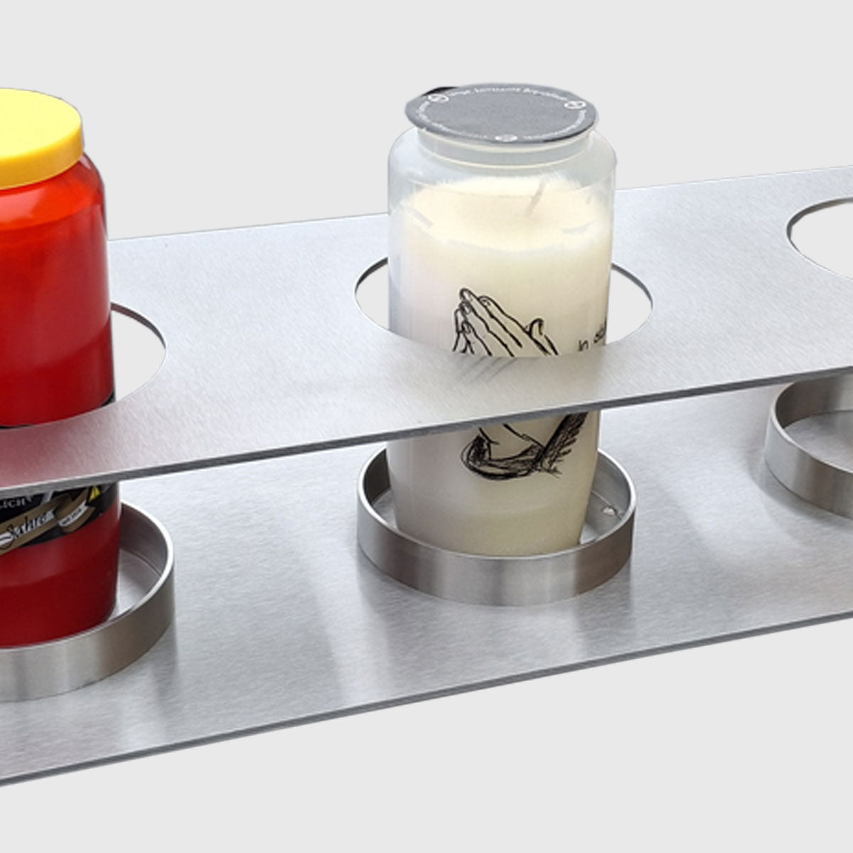 Kerzenhalter aus Edelstahl für große Grabkerzen