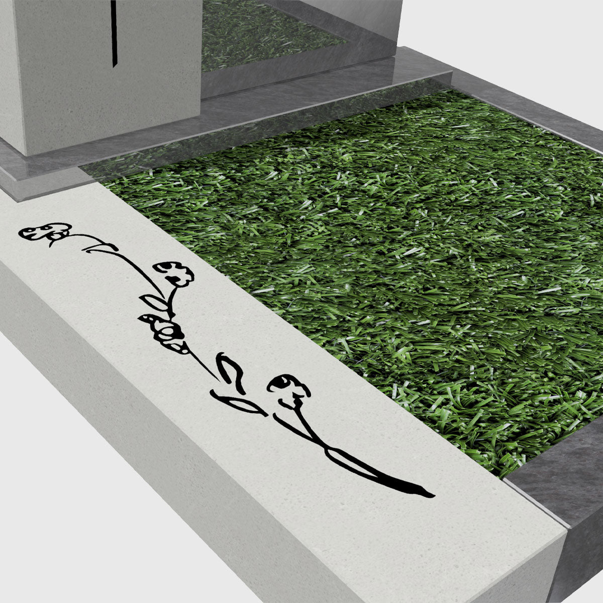 Urnenanlage aus Orion Blue Granit und New White Kompositstein