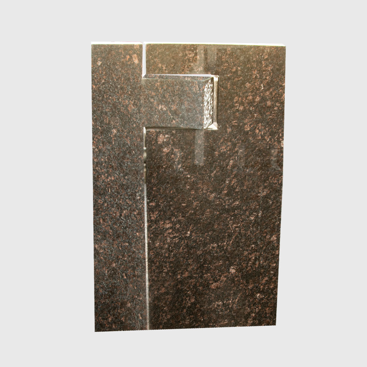 Grabstein aus Tan Brown Granit mit Kreuzdesign – polierte Oberfläche von Stone Lounge