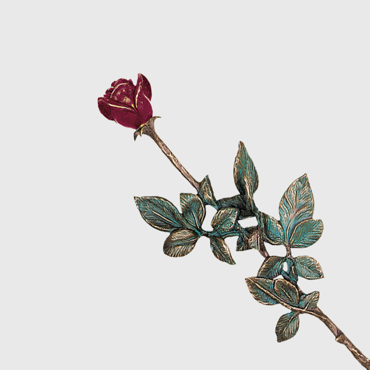 Handbemalte Bronze Rose 69 cm plastisch gearbeitet für Grabstein