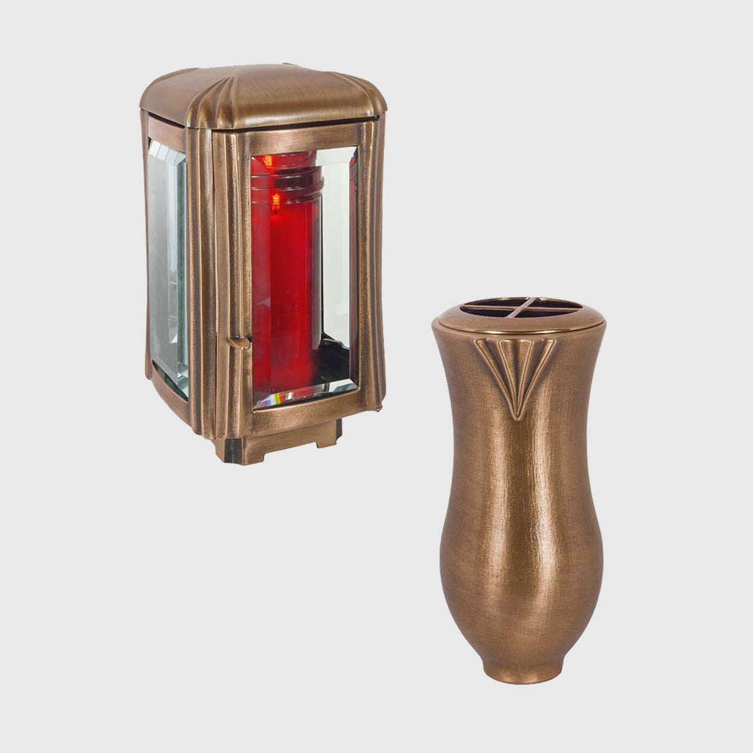 Laterne und Vase Set W121 aus Bronze