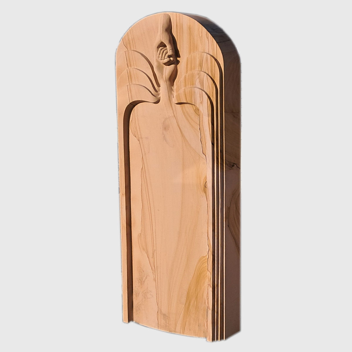 Grabstein Afrikanischer Teakwood Sandstein mit Hand-Ornament