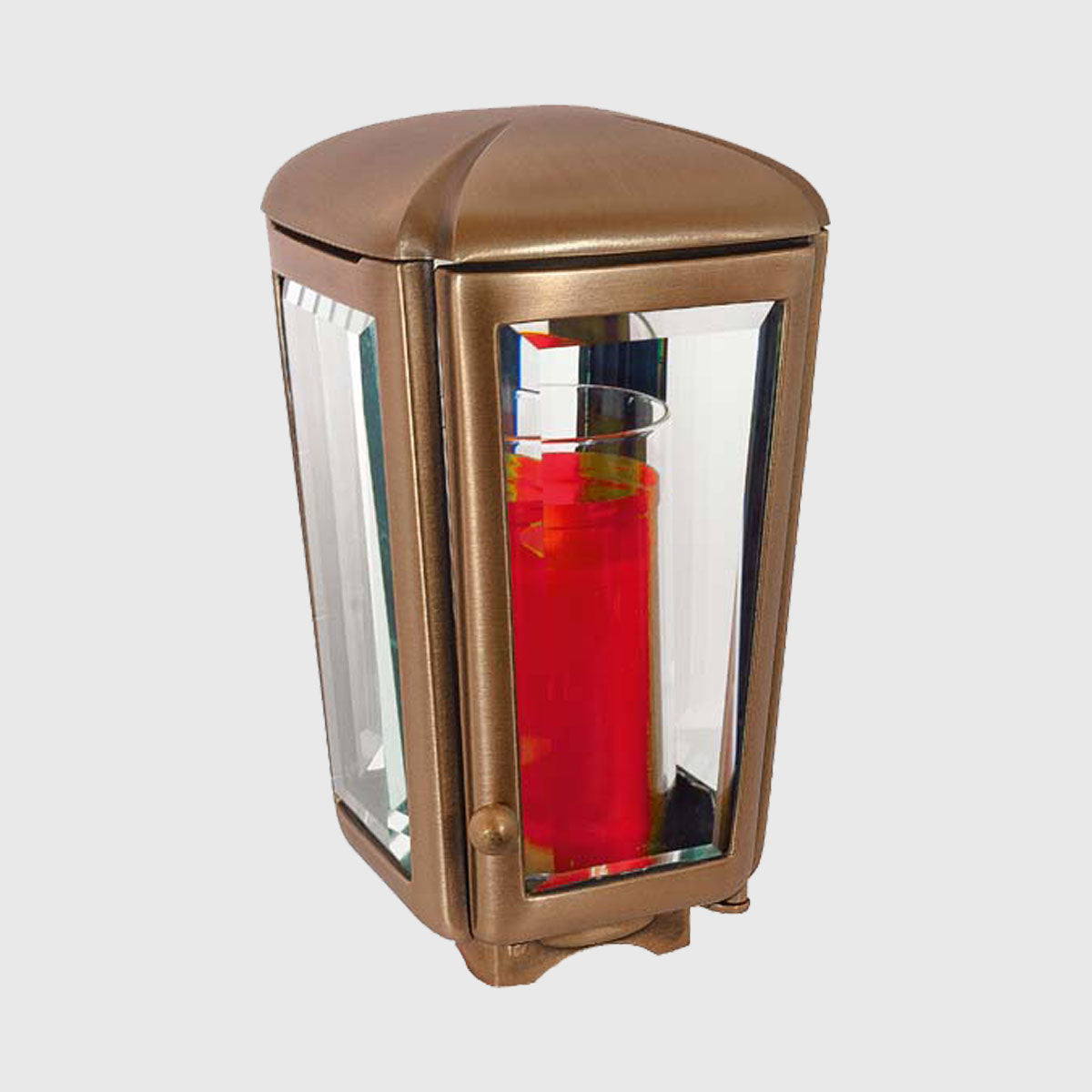 Grablaterne W/110 aus Bronze, 27 cm hoch mit Glasfronten – klassische Grablampe passend zu Vase W/410, Schale BS/609 und Weihwasserkessel BW/1100