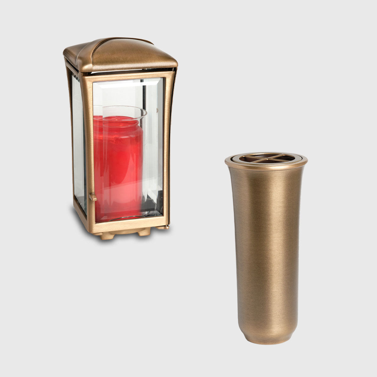 Bronze Laterne W147 mit passender Vase BV446 für Grabgestaltung