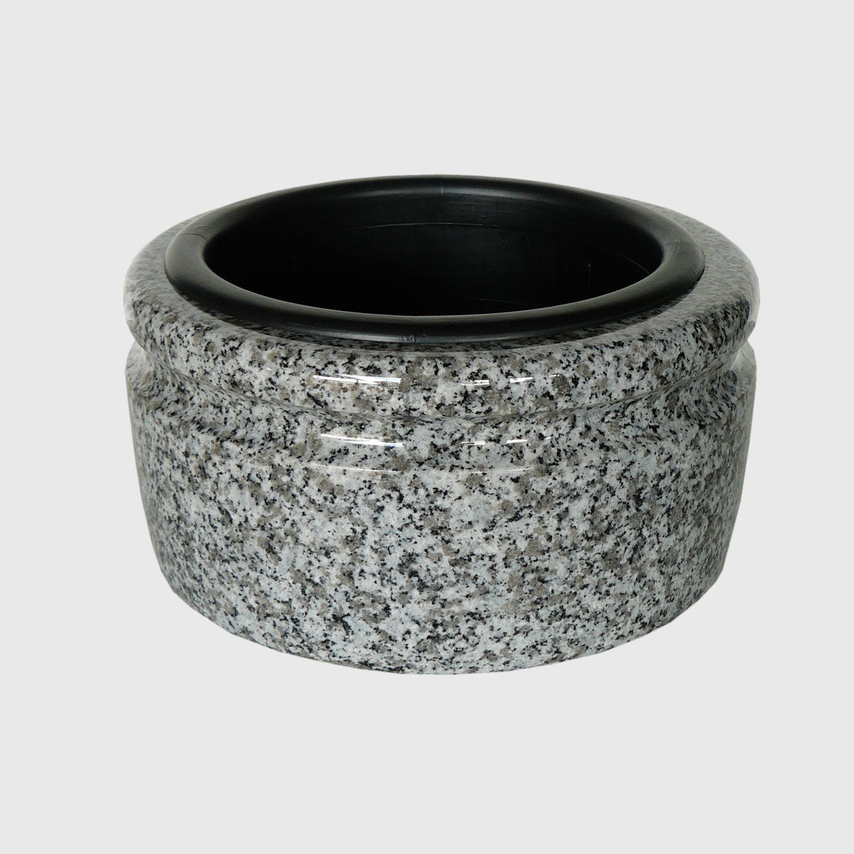 Pflanzschale Tarn Granit Ø 33 cm, wetterfest & pflegeleicht, Tipp Kombination mit Laterne & Vase in Tarn Granit – Stone Lounge