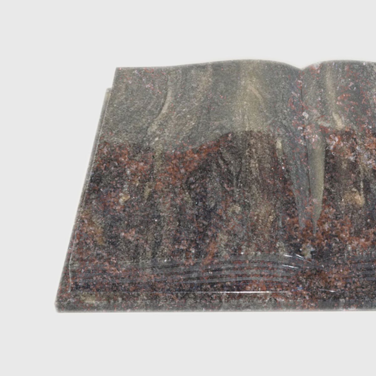 Granitbuch Himalaya Granit in Buchform mit Stütze für Grab oder Deckplatte
