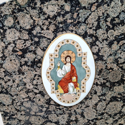 Grabstein aus Baltic Brown Granit mit religiösem Bildmotiv