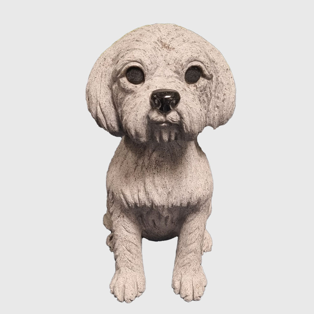 Hund Figur aus Padang Dunkel Granit kaufen – detailreiche Steinskulptur aus Naturstein