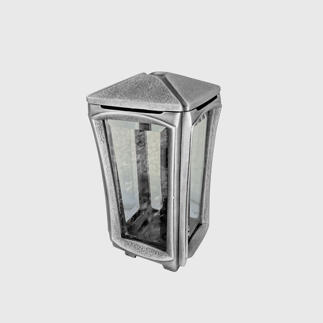 Silberfarbene Grablaterne aus Aluminium, 26 cm hoch