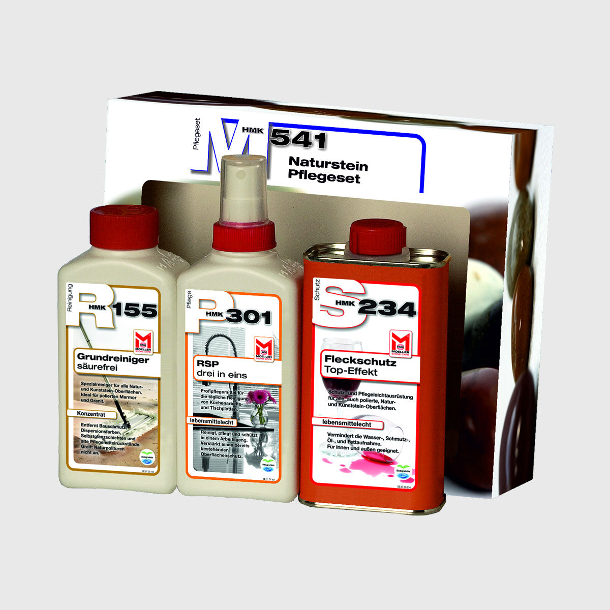 HMK® M541 Naturstein-Pflegeset – Reinigen, Schützen &amp; Pflegen