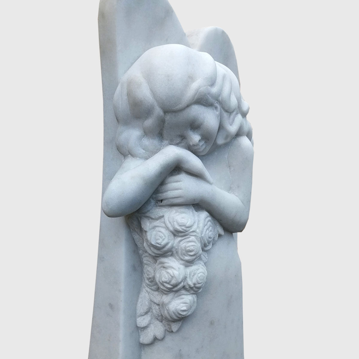 Grabstein und Sockel aus Premium Black Granit un Marmor Figur
