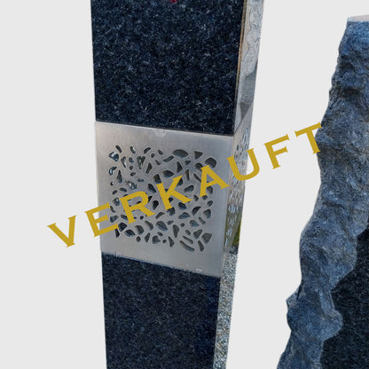 Grabstein mit Sockel aus Angola Blue Granit