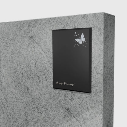 Ritzbild rechteckig – Portrait Gravur auf schwarzer Granitplatte für Grabstein oder Gedenktafel