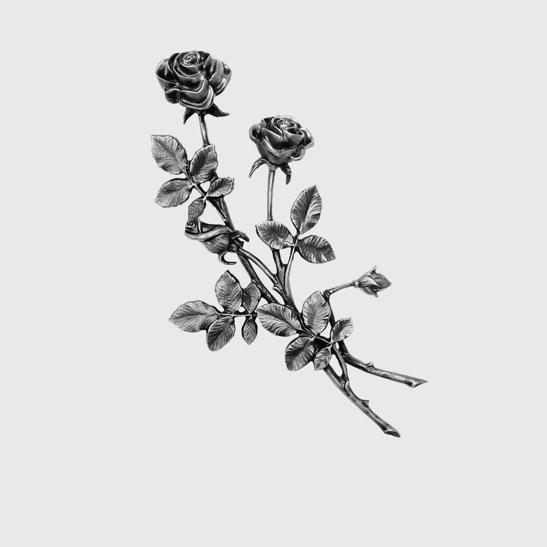 Rose mit zwei Blüten 35 cm aus Aluminium oder Bronze für Grabstein