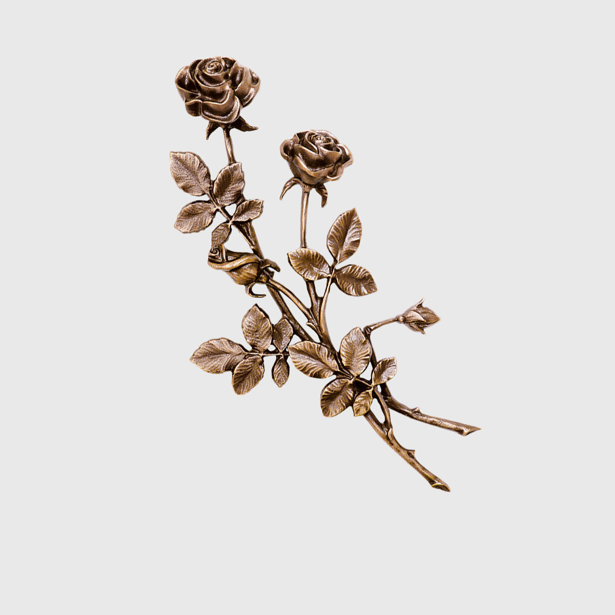Rose mit zwei Blüten 35 cm aus Aluminium oder Bronze für Grabstein