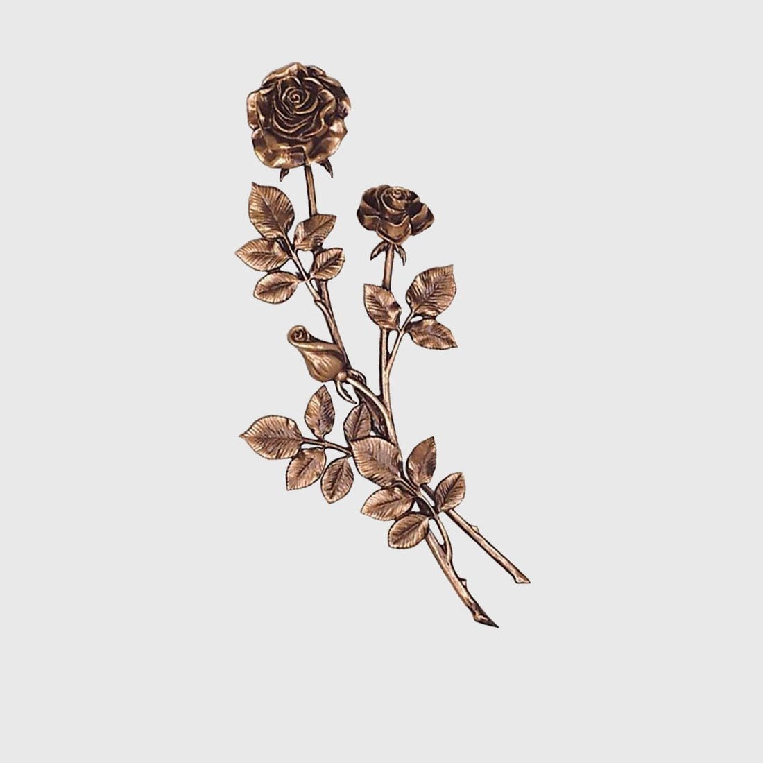 Rose mit zwei Blüten 47 cm aus Aluminium oder Bronze für Grabstein