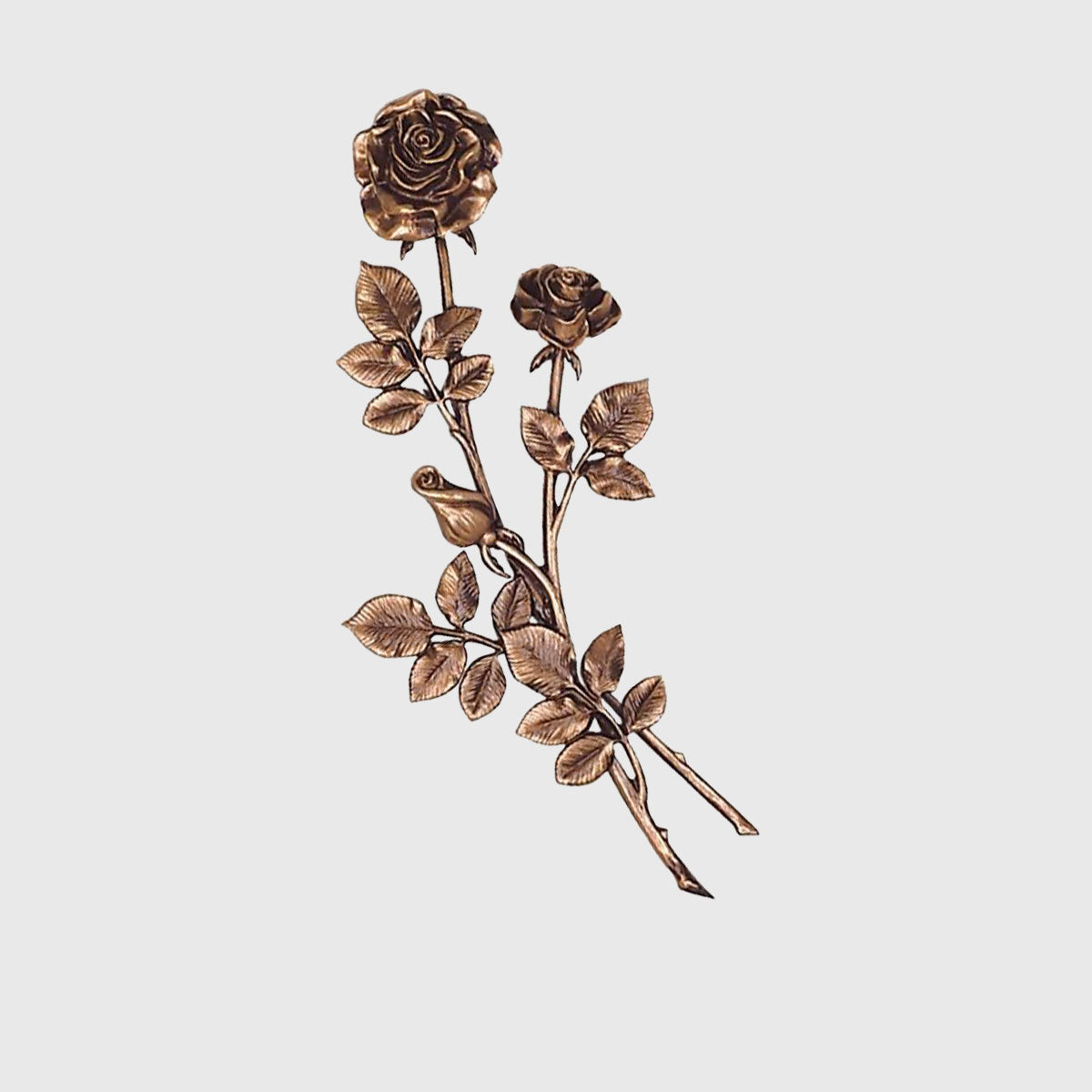 Rose mit zwei Blüten 47 cm aus Aluminium oder Bronze für Grabstein