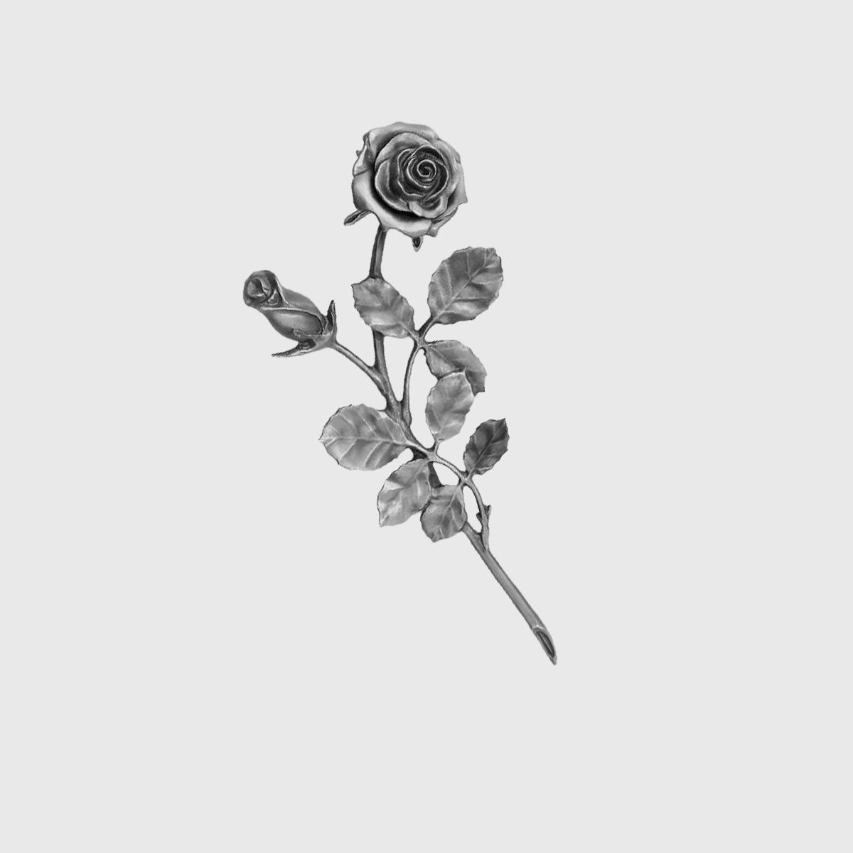 Bronze Rose 35 cm plastisch gearbeitet für Grabstein oder Grabplatte