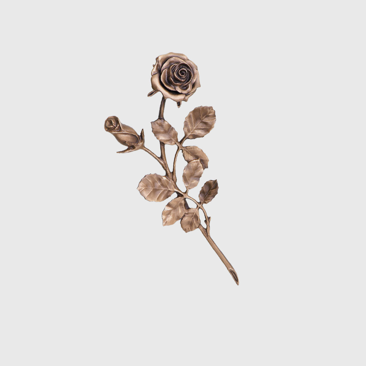 Bronze Rose 35 cm plastisch gearbeitet für Grabstein oder Grabplatte
