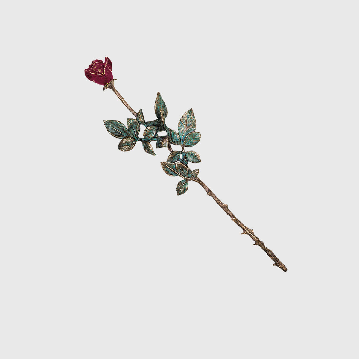 Handbemalte Bronze Rose 69 cm plastisch gearbeitet für Grabstein
