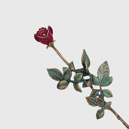 Handbemalte Bronze Rose 69 cm plastisch gearbeitet für Grabstein