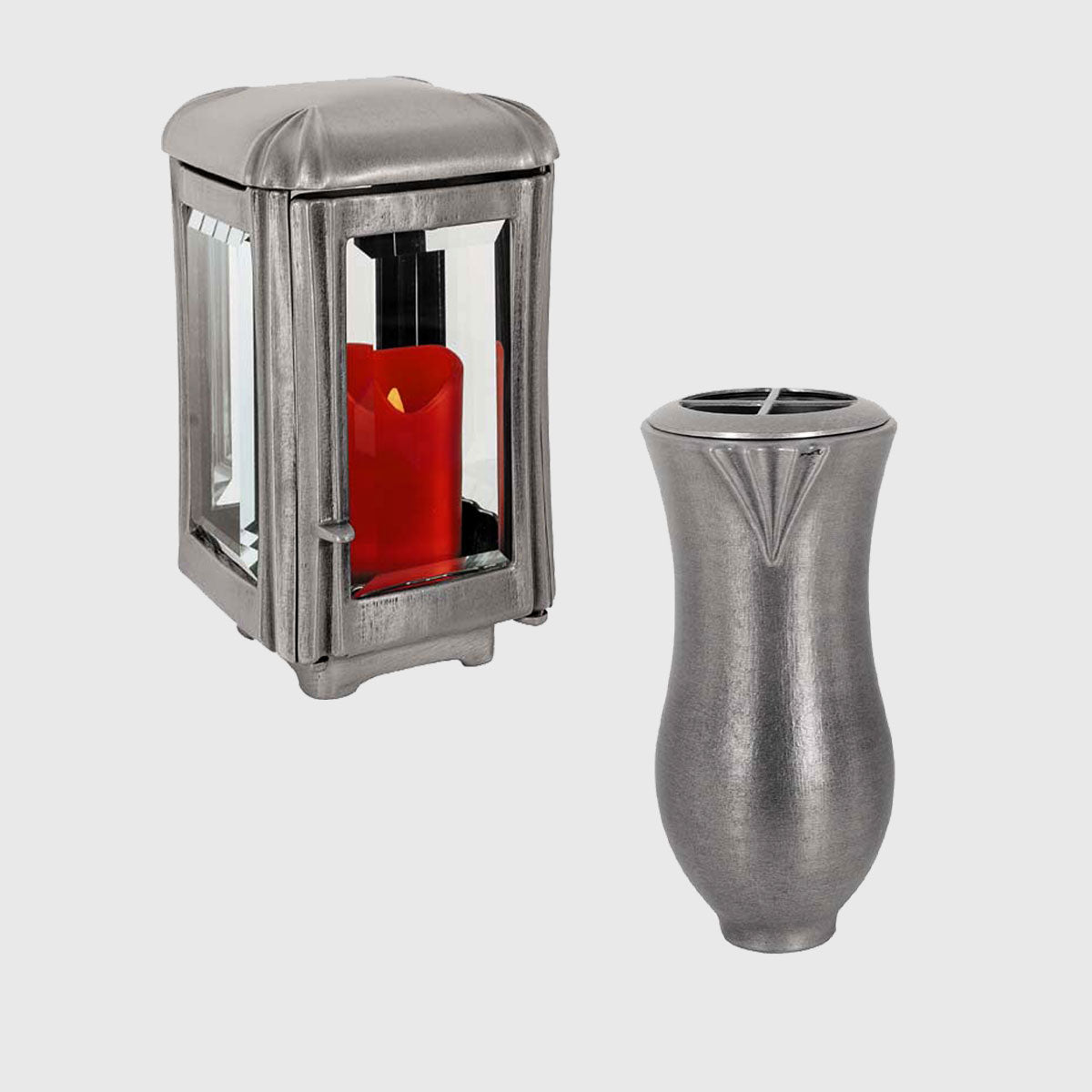 Laterne und Vase Aluminium Set für Grabgestaltung