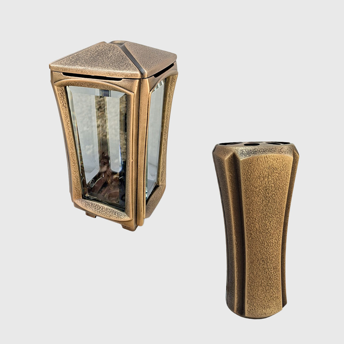 Grablaterne und Grabvase aus Bronze – Set 26 cm
