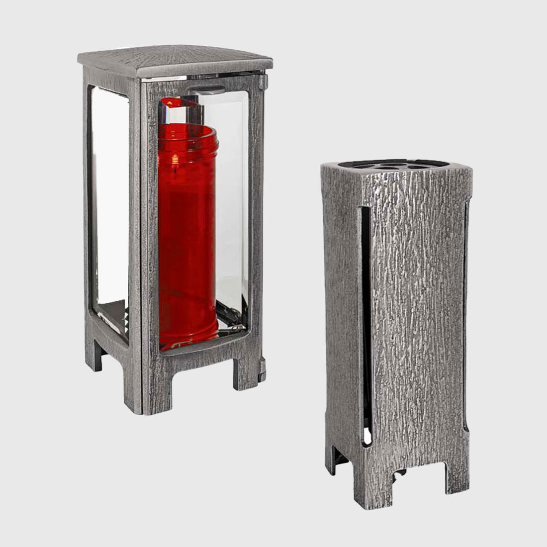 Grablaterne AL80K und Grabvase AV470 aus Aluminium, Tipp Kombination mit Grabschale AS692 – Stone Lounge