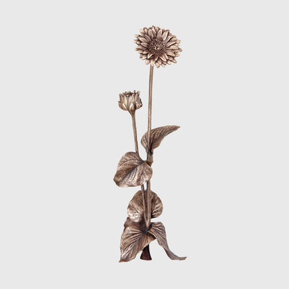 Sonnenblume Grabornament Bronze 53 cm für Grabstein Grabdekoration