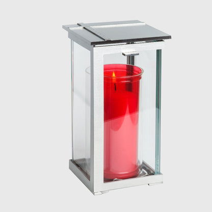 Moderne Edelstahl Grablaterne NL770 mit Klarglas