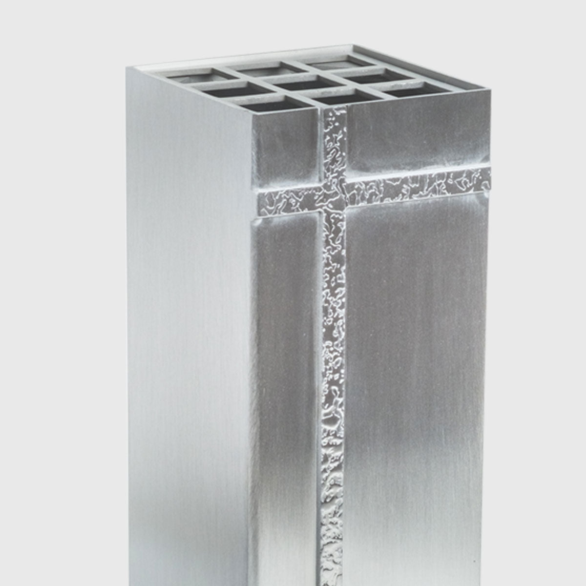 Edelstahl Grabvase NV470 mit Kreuzrelief