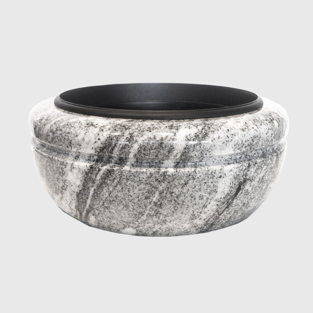 Pflanzschale Viscount White Granit Ø 43 cm, Höhe 18 cm, wetterfest &amp; pflegeleicht – Stone Lounge