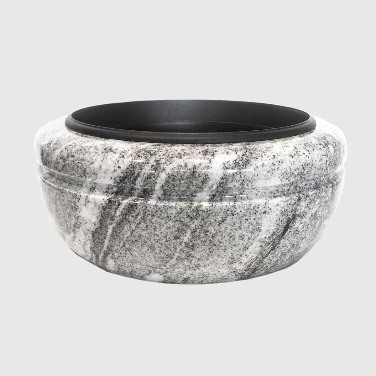 Pflanzschale Viscount White Granit Ø 43 cm, Höhe 18 cm, wetterfest &amp; pflegeleicht – Stone Lounge