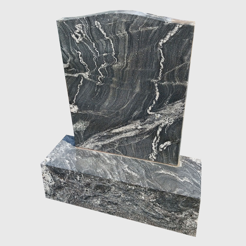 Urnengrabstein Paradiso Silver mit Sockel und seitlichem Dach