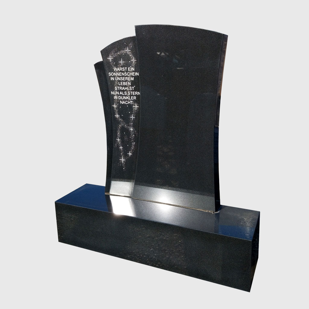 Grabstein und Sockel aus Premium Black Granit