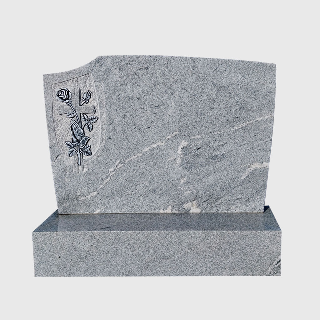 Grabstein und Sockel aus Viscount White Granit