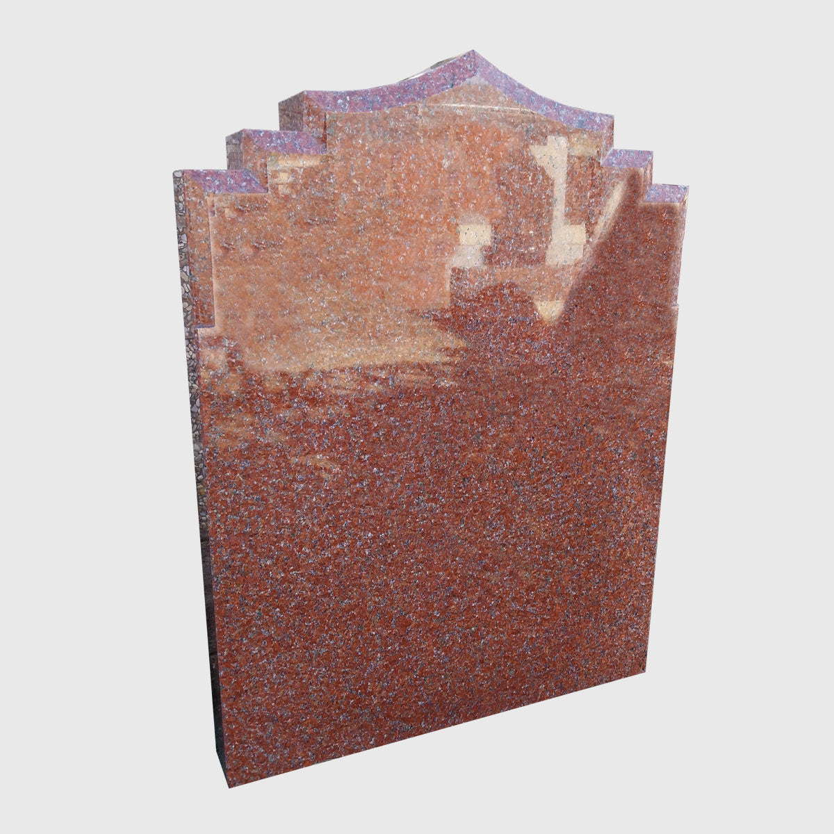 Grabstein aus Rot Schwedischem Granit mit profilierter Kopfform – Stone Lounge