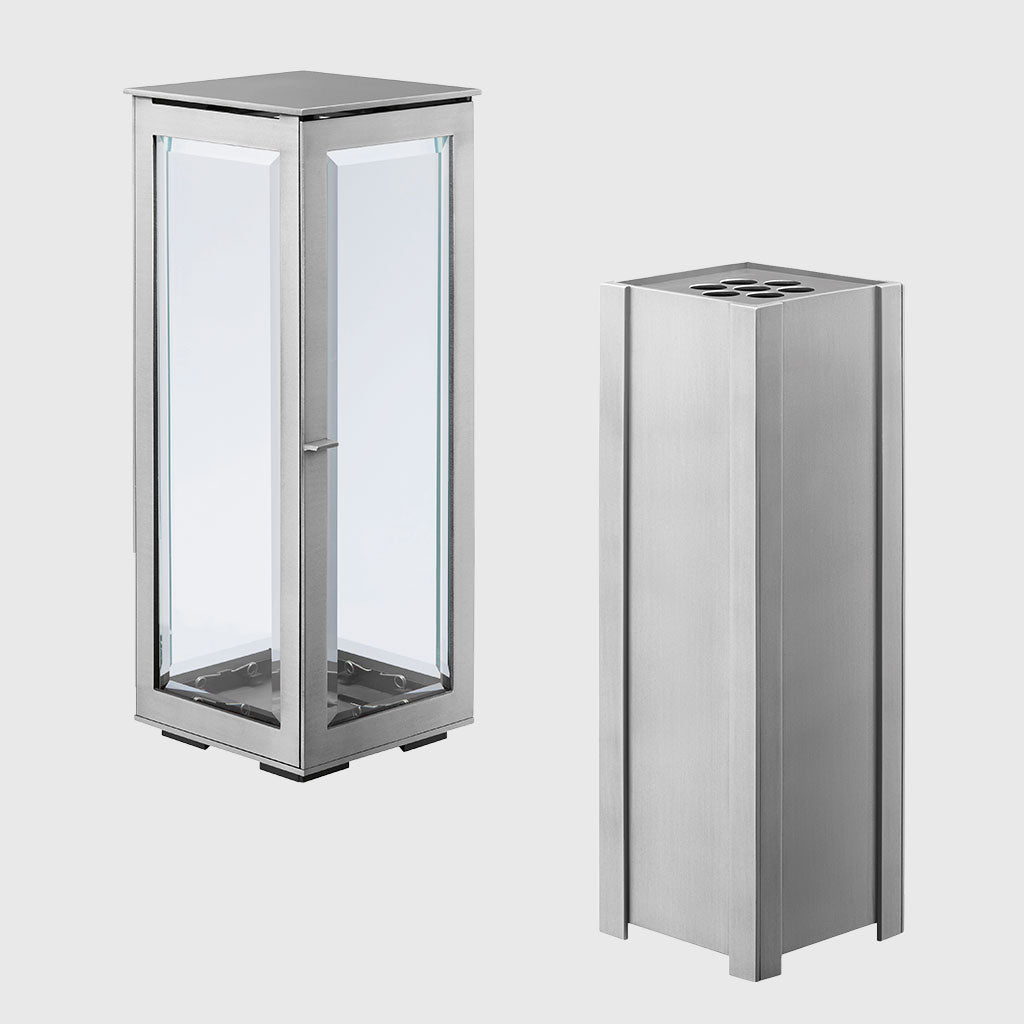 Aluminium Grablaterne 1001.2 40 cm für große Kerzen mit passender Grabvase 1100.2 – Stone Lounge