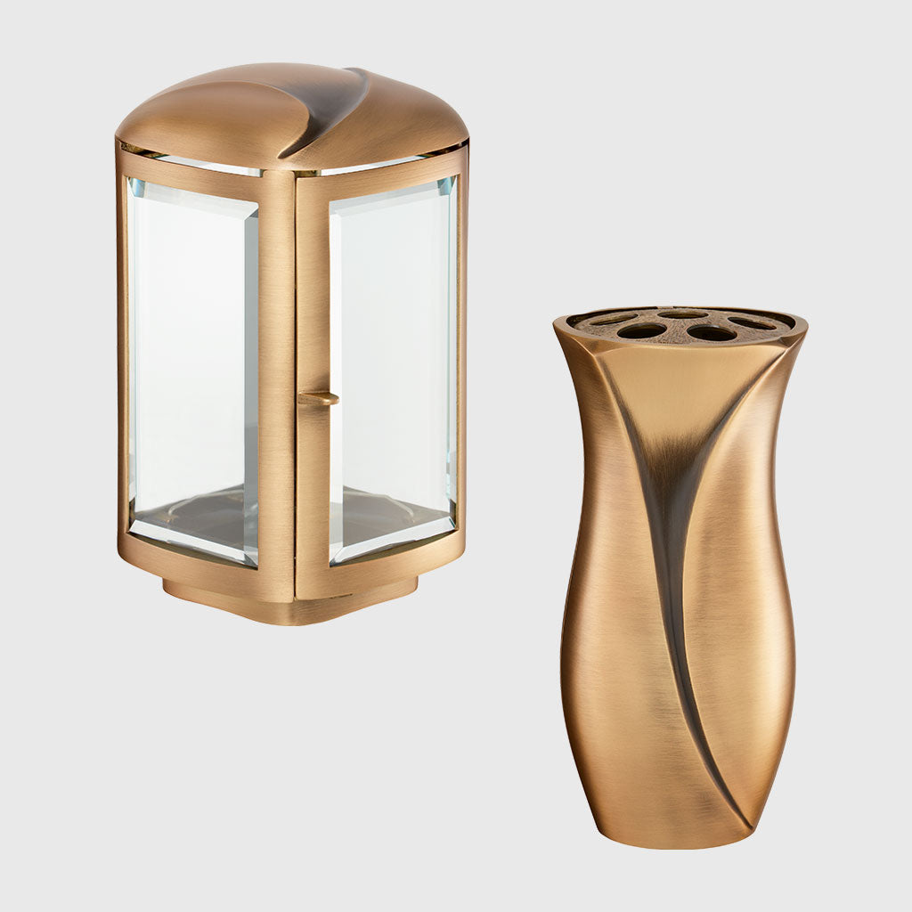 Laterne und Vase Set 2486.1 aus Bronze