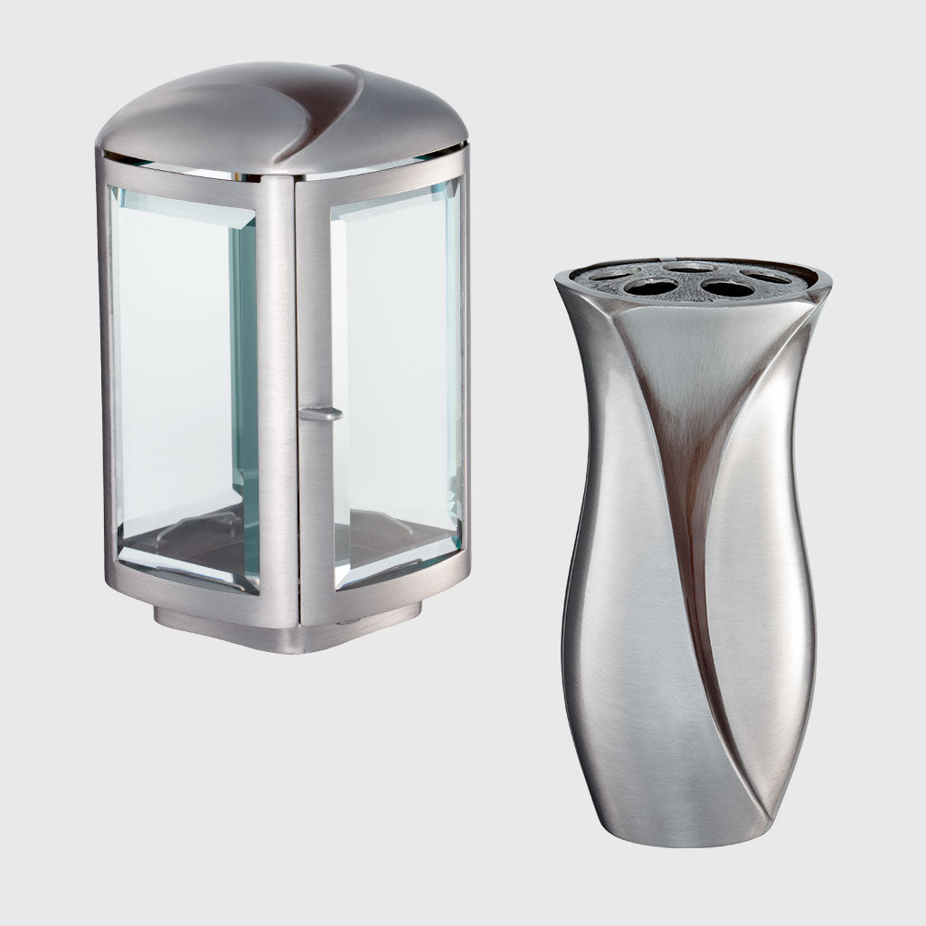 Laterne und Vase Set 2486.2 aus Aluminium