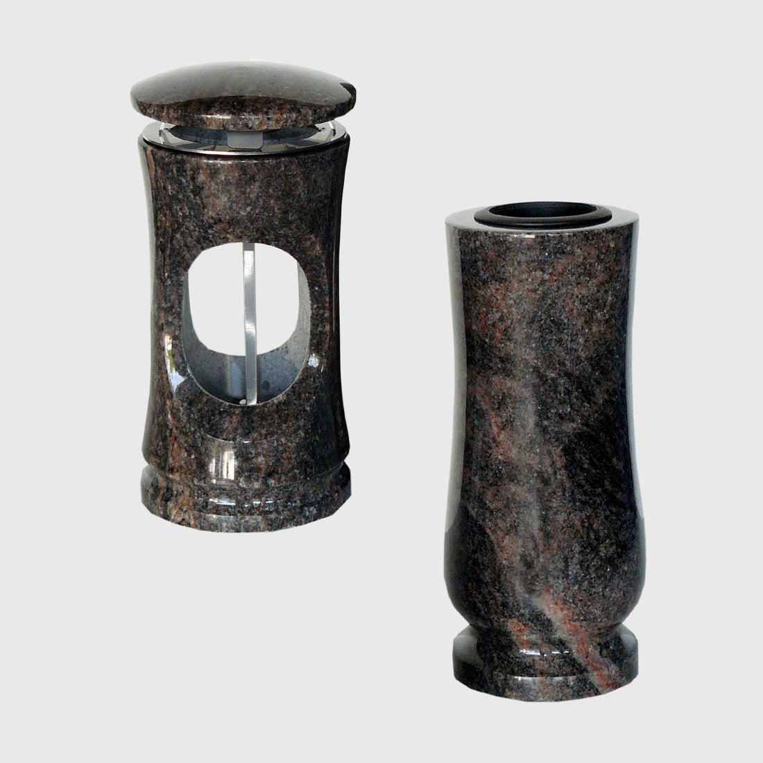 Laterne und Vase Set aus Aruba Granit