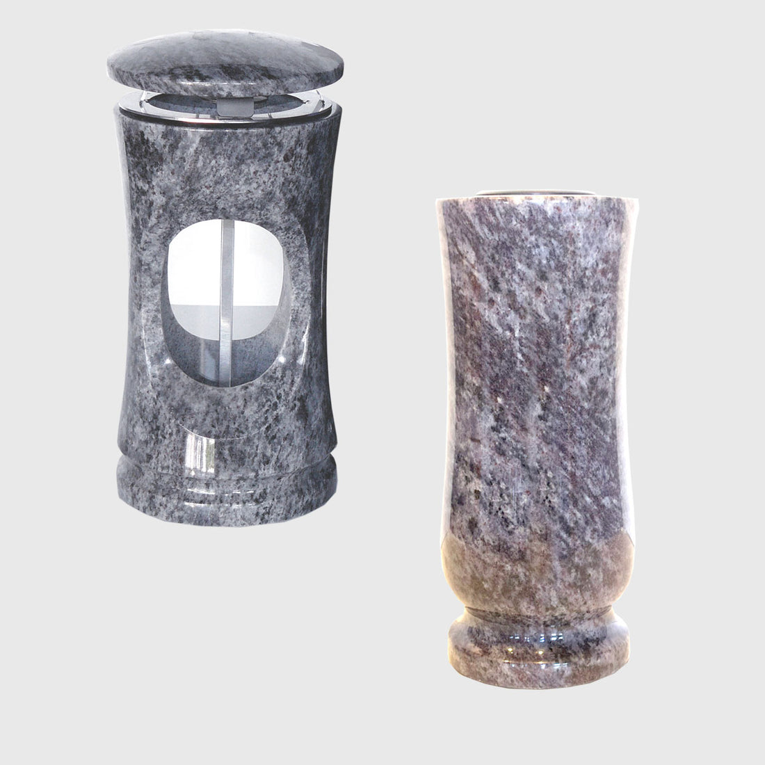 Laterne und Vase Set aus Orion Blue Granit